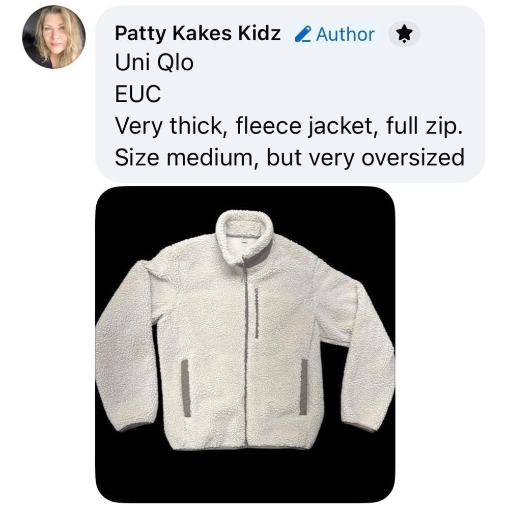 Uni Qlo Fleece Women's Full Zip Jacket Cream Color Size M